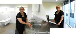 PhotoID:11788, Professor Ysanne Chapman inspects work on the new clinical nursing facility on Mackay Campus