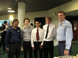 PhotoID:13435, Gladstone CQUni lecturer Ashfaque Chowdhury with students Corey Hughes, Christopher Doring and Reuben Smith and Ben Hayden of NRG Power Station. 