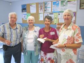 PhotoID:10451, Jenny Simpson Memorial Scholarship donors Greg McDougall, Jill McDougall, Jill Liddell with friend Delma Finlayson