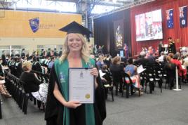 PhotoID:13276, Cortney Scotney pictured on her graduation day. Other female students can apply for a special scholarship to enter male-dominated careers