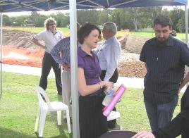 PhotoID:5841, CQU's Ben Kele chats to Federal MP Kirsten Livermore