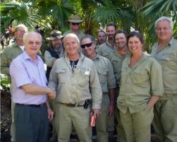 PhotoID:6095, Vice-Chancellor Professor John Rickard congratulates the grounds staff on an amazing effort in beautifying the Rockhampton campus.