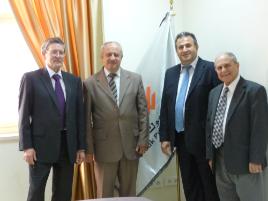 PhotoID:10393, L-R are CQUniversity's Professor David Hamilton, President of YPU Dr Fayez Kiwan, CQUniversity's Dr Ali Abusalem and the Vice President of YPU Professor Fuad Shaban 