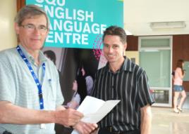 PhotoID:5355, Professor Painter (left) with Greg Mitchell from CQU Language Centre