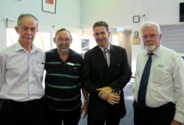 PhotoID:14132, L-R Peter Manson (Bundaberg Sugar Ltd), David Austen (Bundaberg North State High School), Ben Taylor (CQUni Bundaberg Engineering Lecturer), Mike Egan (Bundaberg Regional Council)