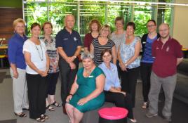 PhotoID:13921, Seated L to R : Jane Wilson (Melbourne), Lindy Ramsay (Noosa) Standing L to R: Karin Simon (Gladstone), Joanne Saw (Rockhampton), Debbie Orr (Rockhampton), Graham Black (Rockhampton), Andrea Newton (Mackay), Debbie Kirkbride (Rockhampton), Elke Dawson (Rockhampton), Anita Brown (Bundaberg), Amy Croft (Sydney), Jaron Stidiford (Rockhampton)