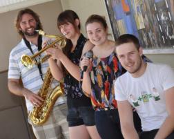 PhotoID:13340, L to R   Former Gladstone students Wes Samuels, Monique Pearce,  Shanice Andersen and Tom Kirchner - now enrolled in CQUniversity's Bachelor of Music in Rockhampton - are returning to their home town for a concert.