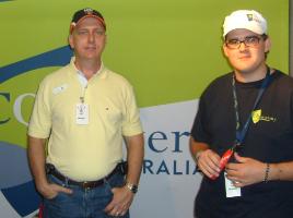 PhotoID:10340, Ron Bishop (left) with Aviation student Heath Schreiweis, who is taking on a new role on Hamilton Island