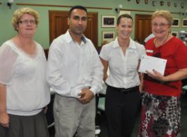 PhotoID:10631, At the staff graduate lunch - Judith Wright, Amrinder Wadhwa, Jo Nitz and Kathy Ramm.