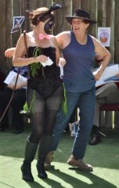 PhotoID:8776, Megan Barrett and Robyn Bailey play up to the crowds during the debate.