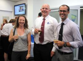 PhotoID:11918, Vice-Chancellor Professor Scott Bowman (centre) with Keri Jones and James Glendale at the campus reception launch