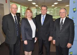 PhotoID:12582, L-R: Director, CQUniversity Library Graham Black, Deputy Vice-Chancellor (Academic and Research) & Acting Deputy Vice-Chancellor (International) Professor Jennelle Kyd, Senator Chris Evans and CQUniversity Chancellor Rennie Fritschy at yesterday's Library launch