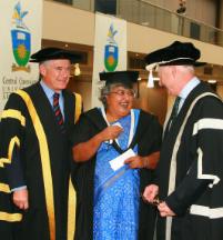 PhotoID:5239, Guest speaker Anita Nayar with Chancellor Rennie Fritschy and Vice-Chancellor Professor John Rickard