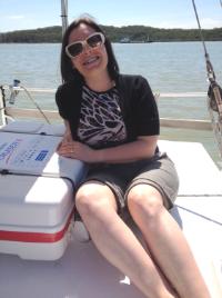 PhotoID:13186, John's wife Mari enjoys cruising on Gladstone harbour