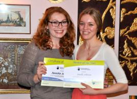 PhotoID:13316, Christina Healy (left) congratulates Jamilla Johnson on her mentor award during the Rockhampton presentation event