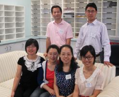 PhotoID:13917, Visiting scholars L-R Dr Ying Zhou, Dr Baozhu Du, Dr Zhou Wang, Dr Shuqian Zhu,  Dr Qiang Zang and Yillian Zhang 