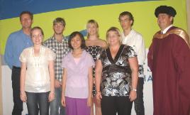 PhotoID:8911, Hail Creek Scholarship recipients - front row - Brittany Power, Markeen Valdez, Amanda Bovero, Backrow - Andrew Woodley (Hail Creek Mine General Manager),Mitchell Saxby, Philippa Cary, Brady Giannangelo and Head of Campus Dr Pierre Viljoen 