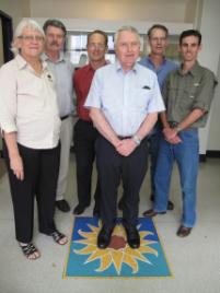 PhotoID:8616, Professor Mike Bonell (centre) with L-R Associate Professor Larelle Fabbro (CQUni); Dr Chris Carroll (DERM), Professor John Rolfe (CQUni) and Bruce Cowie and Craig Thornton from DERM