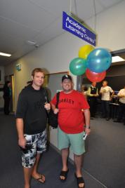 PhotoID:12985, Students Matt Titmarsh and Nathon Hewitt visit the new Rockhampton ALC on the ground floor of Building 32