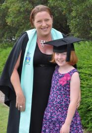 PhotoID:13978, Bachelor of Learning Management graduate Naomi Harris passes on her love of education to her eight-year-old daughter Maddison.