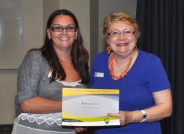 PhotoID:14034, Zonta Club of Rockhampton rep Jan Landsberg (right) with Rebecca Dean