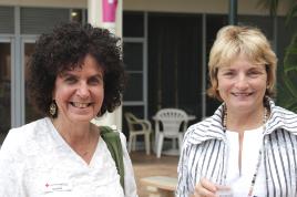 PhotoID:10191, CQUniversity's Mary McLeod (right) welcomes guest speaker Gwenda Freeman, Service Manager for Red Cross Personal Helpers and Mentors Program