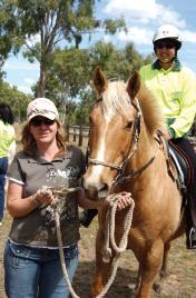 PhotoID:4739, Long-serving volunteer Tanya, aboard Duke with Michelle, Duke's owner