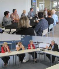 PhotoID:10015, Staff Graduate Network Patron Alastair Dawson with attendees in Mackay (top) and Bundaberg