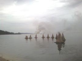 PhotoID:7413, Paper kilns fired up on Lake Cootharaba 