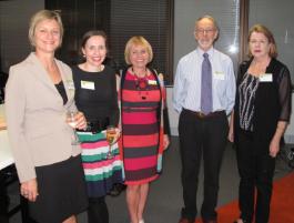PhotoID:14597, L-R Sonography lecturers Heidi Croxon and Michelle Fenech, Sonography discipline leader Anita Bowman, guest speaker Dr Robert Gill and his wife Margo who is also a sonographer