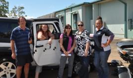 PhotoID:14403, First-year student volunteers (left to right) - Wayne Bisset, Donna White, Danika Royle, Simone Finnerty (who all travelled to from Brisbane to volunteer) and Janey Scarth-Johnson (who travelled from Gladstone).