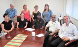 PhotoID:13529, Some of this year's ACADEME participants: Back row: Dr Bob Newby (presenter), Deb Austin (Nursing), Lydia Mainey (Nursing), Louise Hawkins-Waters (ICT); Front row: Carolyn Daniels (Managing & Marketing), Nicole Flint (Environmental Management), Kumaran Sunthatavadivel (Engineering), Preethi Preethichandra (Engineering), Dale Trott (Coordinator) 