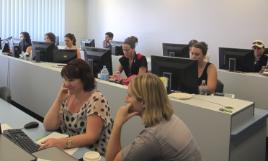 PhotoID:13876, The temporary newsroom set up in the Building 1 computer labs at Bundaberg Campus