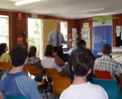 PhotoID:6743, Aviation Technology Senior Lecturer Ron Bishop talks with home-schooled students about the opportunities to study aviation through CQUniversity's SUN program.