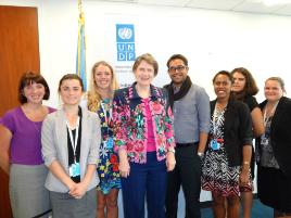 PhotoID:15011, Sherry-Kaye Savage (third from right) with former NZ PM Helen Clark at the United Nations