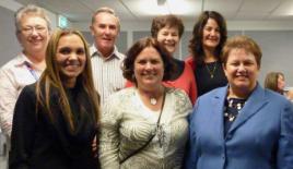 PhotoID:12683, Catherine Chamberlain pictured at her recent research seminar with Pro Vice-Chancellor (Indigenous Engagement) Professor Bronwyn Fredericks (on Catherine's left) and CQUniversity Nursing staff and TEP student Sarah Jard (front left)