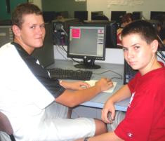 PhotoID:5290, Theunis Neiuwoudt and Matthew Summersgill, who are from Collinsville  but attend Whitsunday Christian College  (PICTURED left to right)  were among 19 budding year 10 scientists 