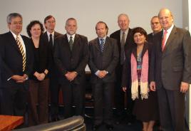 PhotoID:4324, CQU rep Dr Carola Hullin (third from right) with - left to right - Dr Jorge Gonzalez (DuocUC); Dr Heather Lesley (Ocean Informatics); Dr Vincent McCauley (CQU Adjunct Professor); CQU Sydney Director Geoff Wessling; Jose Luis Balmaceda (Chilean ambassador); Professor Richard Madden (National Centre for Classification in Health Director); Ognian Pishev (Ocean Informatics) and Dr Marcelo Von Chrismar (DuocUC Rector).