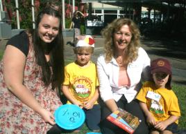 PhotoID:12376, CQUniversity Early Childhood Education student Nikita Barnett (left) and Lecturer Kathy Bauer enjoy the Under Eights Week activities with Jack Lafferty (left), 5, and Luke Stevens, 5.