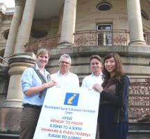 PhotoID:5787, Paige Kirk from Rockhampton Tourist and Business Information (left) and Greg Mitchell from CQU Language Centre (second from right) with Professor William Case and Florence Ho Chun Sze from the City University of Hong Kong