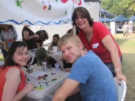 PhotoID:13172, Learning Management student Debra, whose daughter and friend came along to help with children's activities