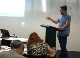 PhotoID:11795, CQUni PhD researcher Ben Kele presents for the gas and water short course