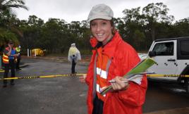 PhotoID:14398, Second-year student Alice Leeson, from Rockhampton, prepares to lead an investigation during the Bundaberg residential school