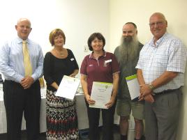 PhotoID:8156, L-R are Professor Bowman, Karen Seary, Anna Meloury, David Draney and Phil Ainsworth