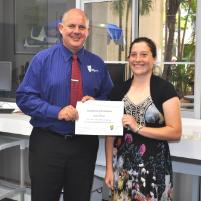 PhotoID:11920, Academic Excellence Scholarship winner Jordon Irwin with Vice-Chancellor Professor Scott Bowman