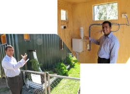 PhotoID:12918, CQUniversity's Dr Amanullah Maung Than Oo demonstrates a trial of underground pipes for passive air cooling