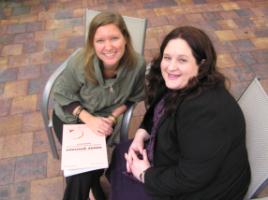 PhotoID:5980, Bronwyn Hall meets up with Jacinda Applewaite from CQUniversity Bookshop