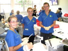 PhotoID:12336, Ariane (right) enjoys her first residential school in the new Oral Health laboratory