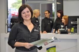 PhotoID:11913, Billie Walker ensures the latest course brochures are stocked for the campus reception