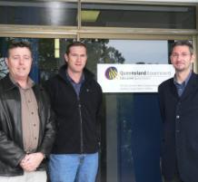 PhotoID:4486, Dr Mark Collis and Terry Rudder of Education Queensland meet with Craig Smith, senior researcher for the ASISTM review